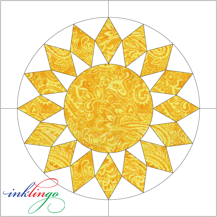 Sunflower 12 Inch PDF Quilt With Inklingo