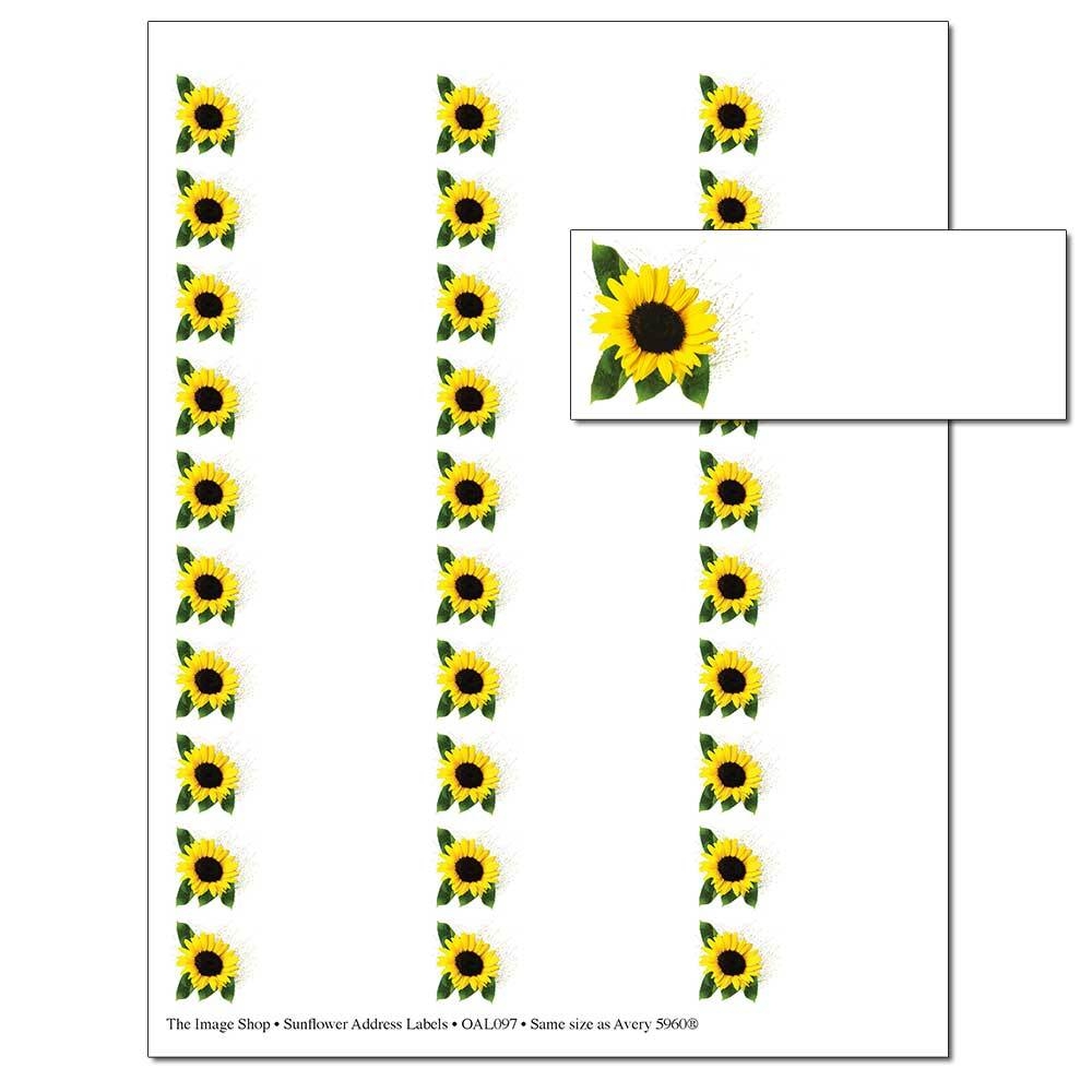 Sunflower Address Labels Floral Return Address Labels