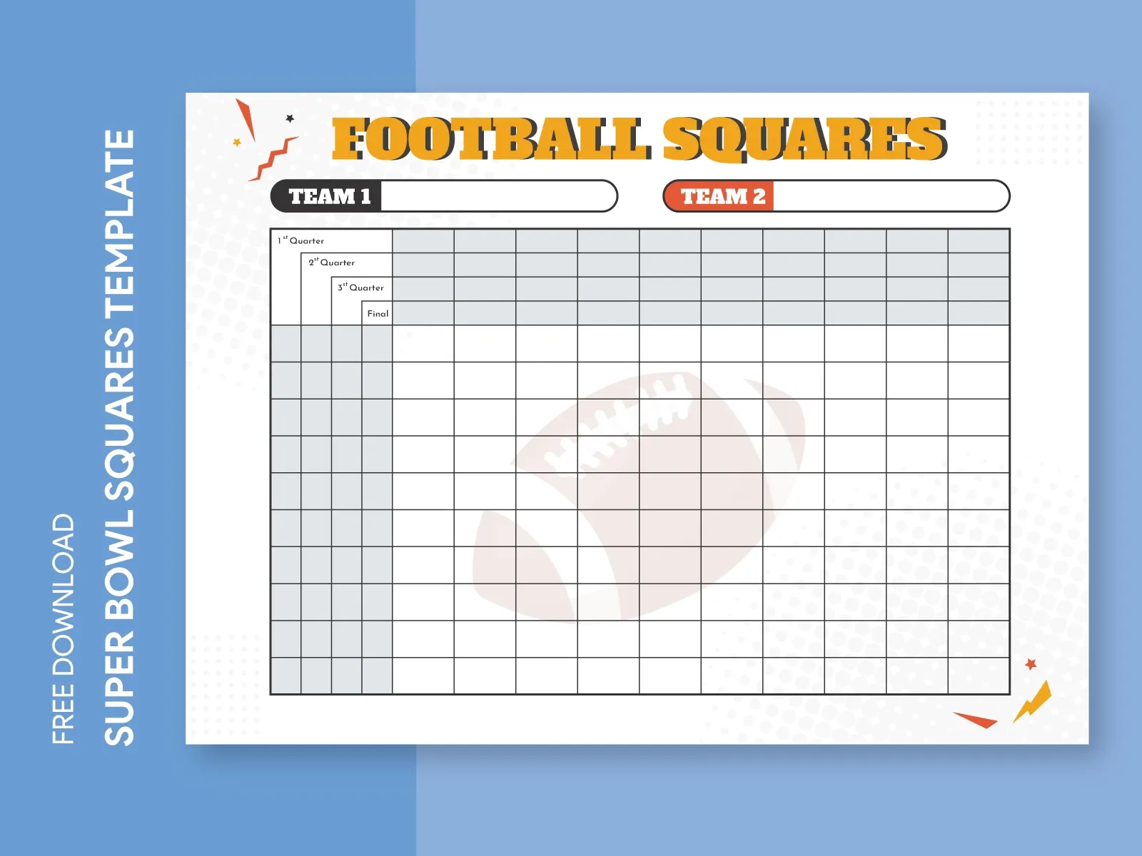 Printable Super Bowl Squares Template