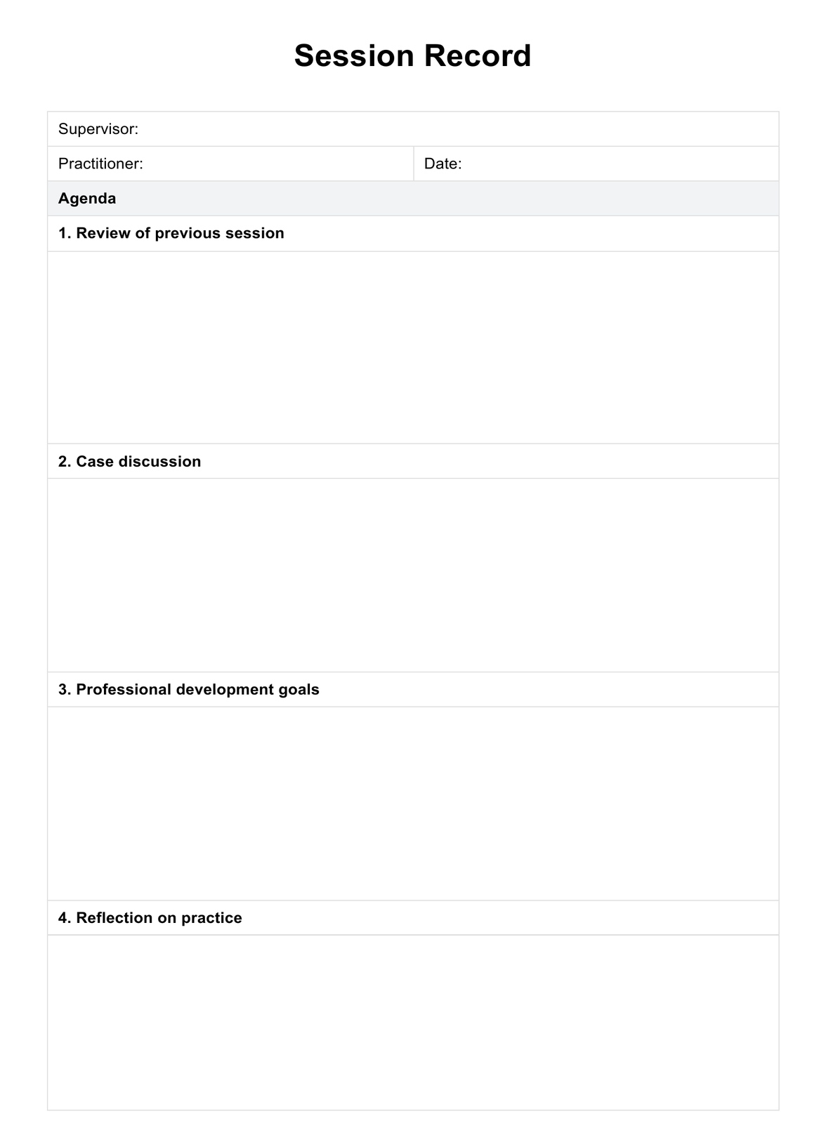 Supervision Template Social Work Example Free PDF Download
