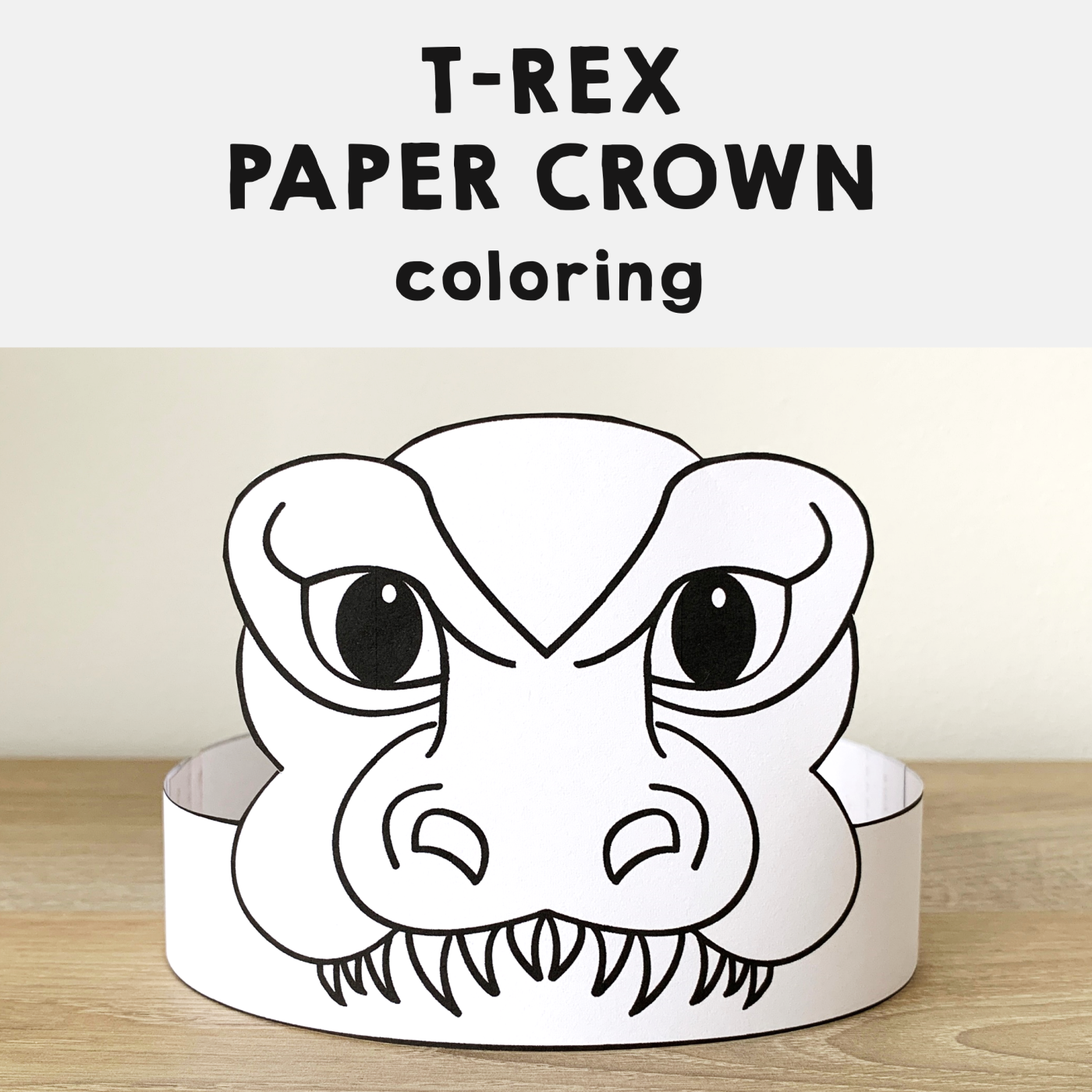 T rex Paper Crown Printable Dinosaur Coloring Craft Made By Teachers