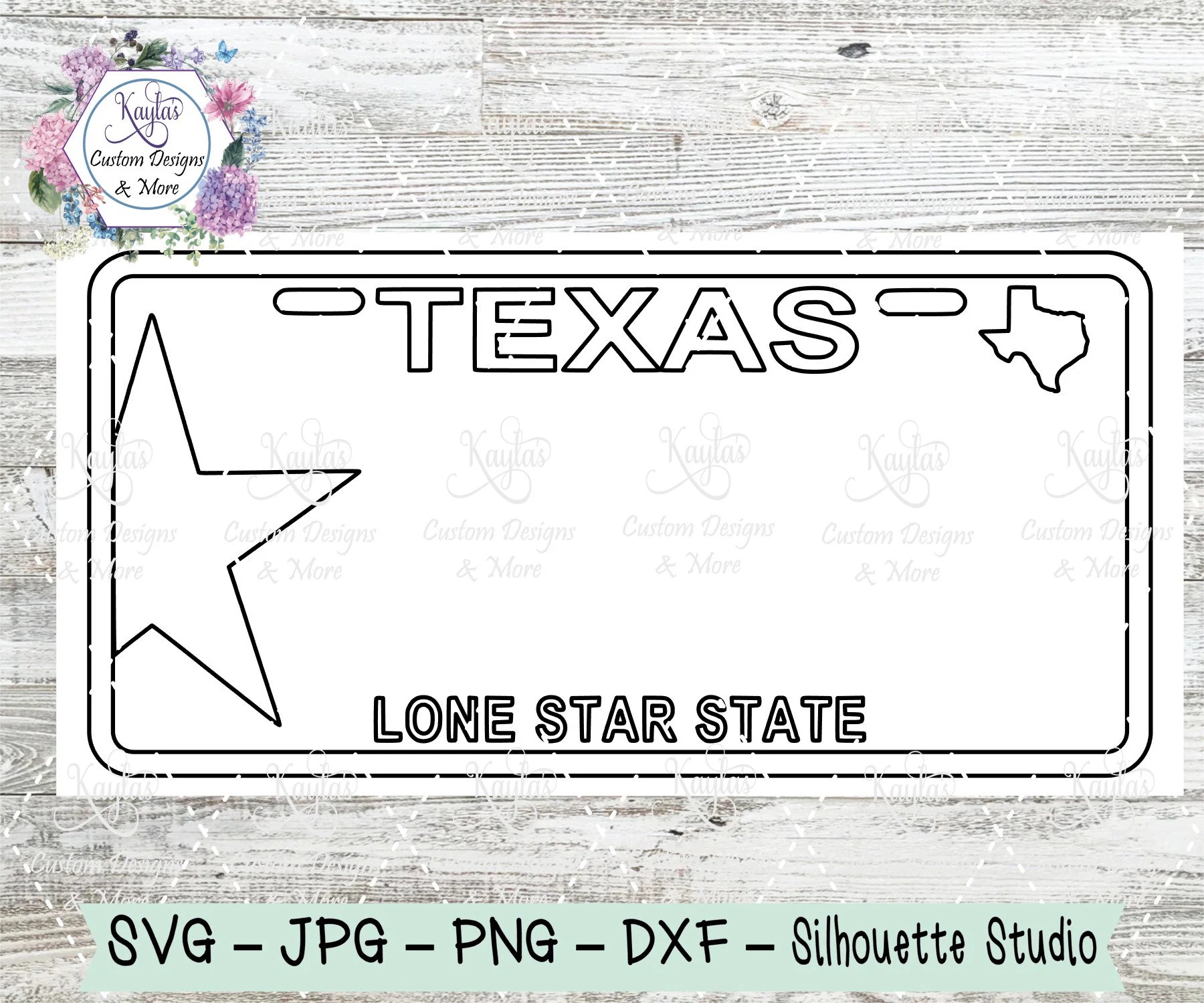 Texas State Blank License Plate Personalized License Plate SVG PNG Sublimation Waterslide Digital Cricut Silhouette Lone Star State Etsy