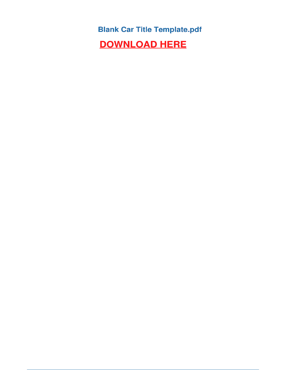 Texas Title Template Fill Online Printable Fillable Blank