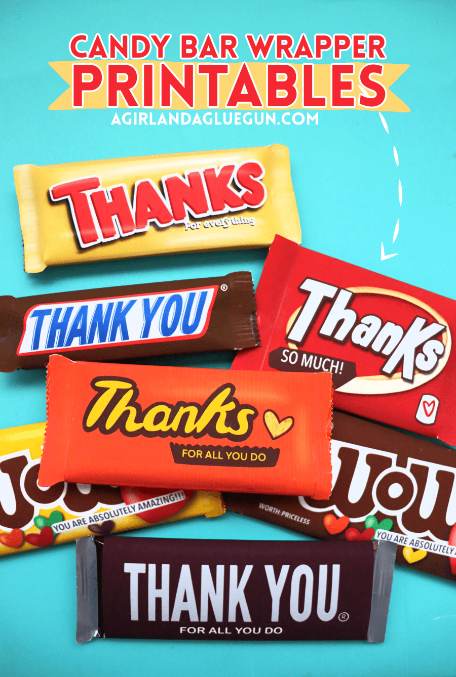 Thank You Candy Bar WRAPPER Printables A Girl And A Glue Gun Thank You Candy Bar WRAPPER Printables A Girl And A Glue Gun