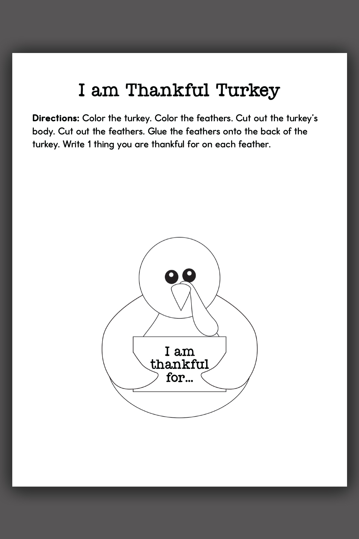 Large Printable Turkey Template Pdf
