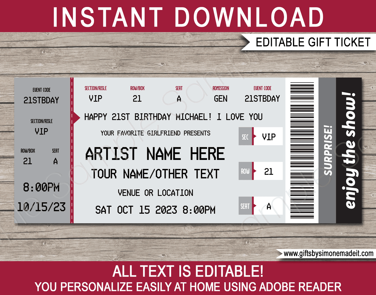 Ticketmaster Concert Ticket Template Fake Ticket Gift Card Ticketmaster Concert Ticket Template Fake Ticket Gift Card