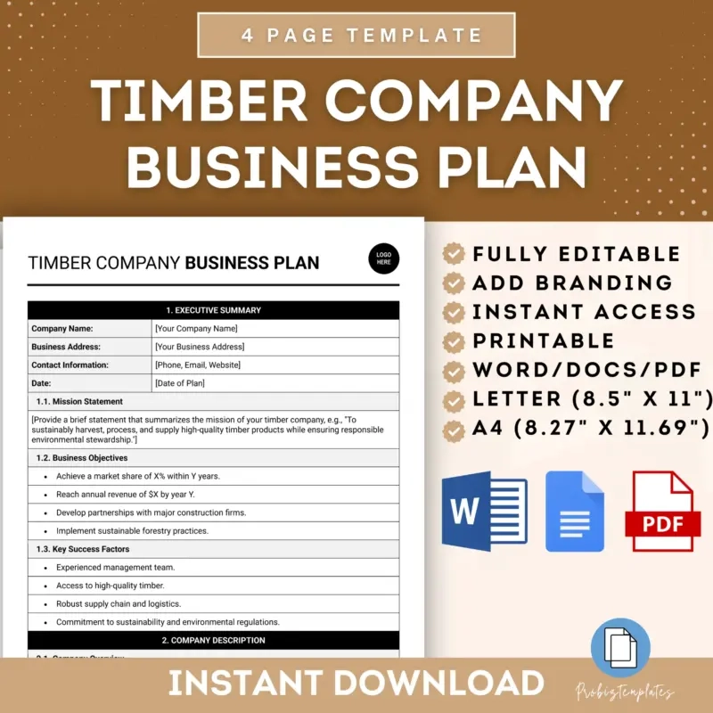 Timber Company Business Plan Template ProBizTemplates