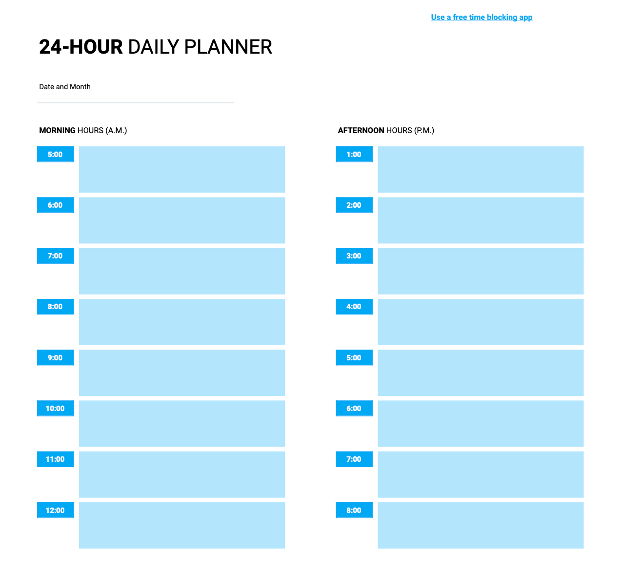 Printable Time Blocking Template