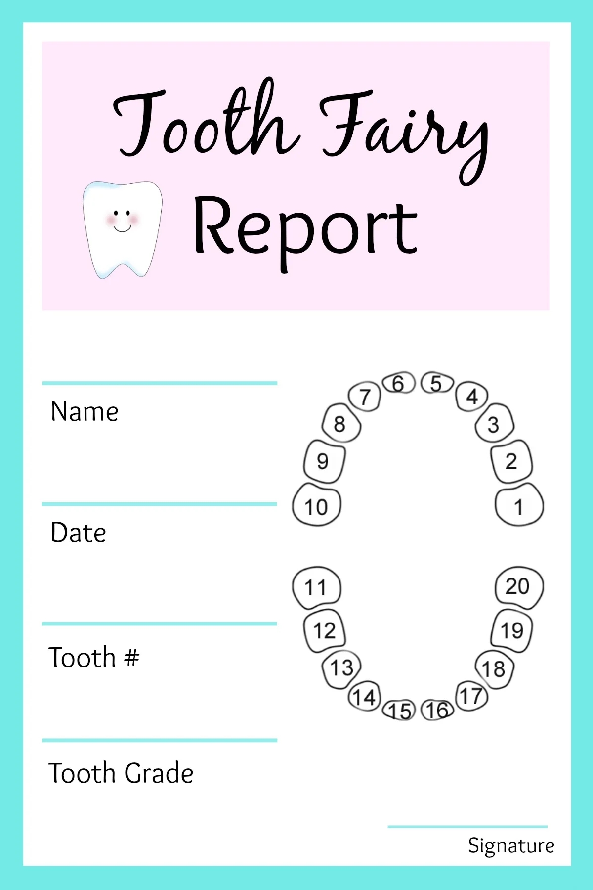 Tooth Printable Template