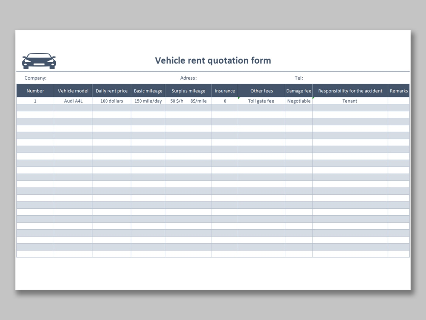 Printable Rent Ledger Template