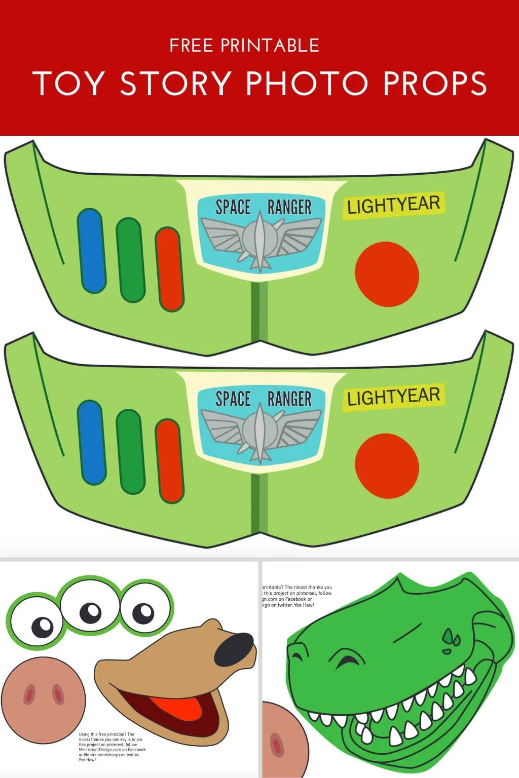 Toy Story Photo Booth Props free Printable PDF Merriment Design