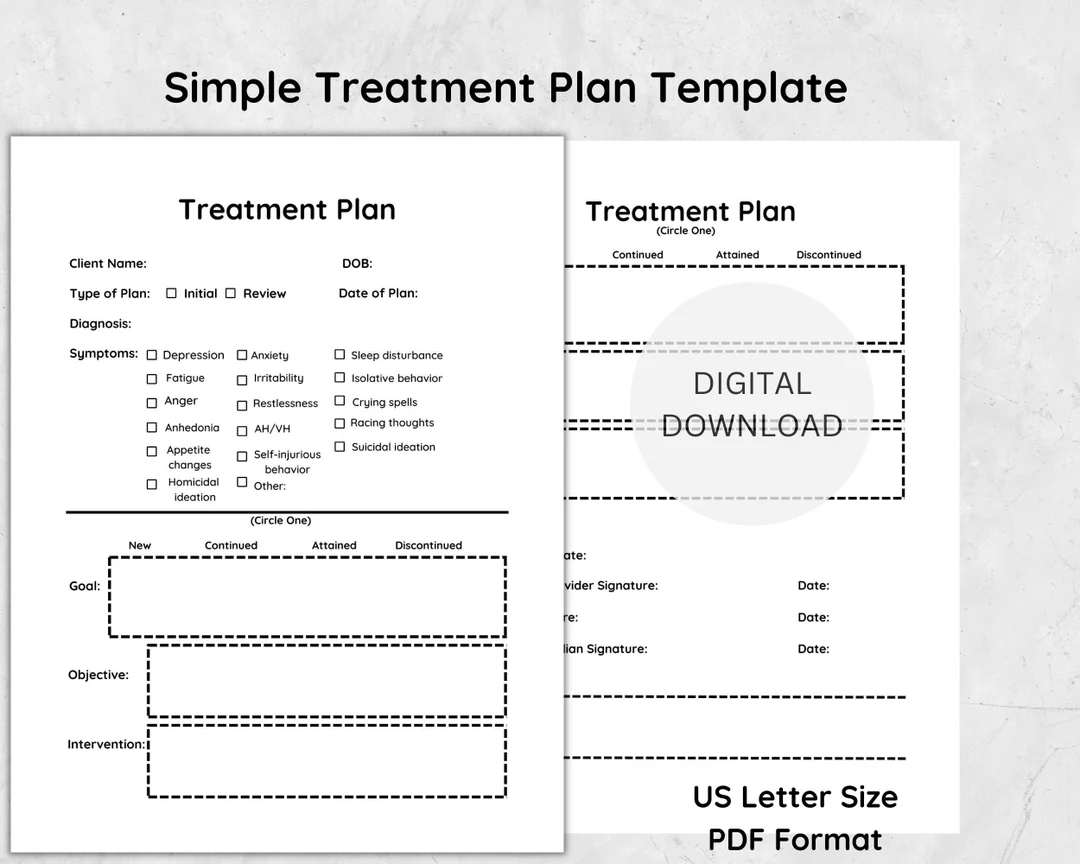 Treatment Plan Template For Mental Health Professionals Printable Treatment Plan For Private Practice Treatment Plan Template PDF Etsy