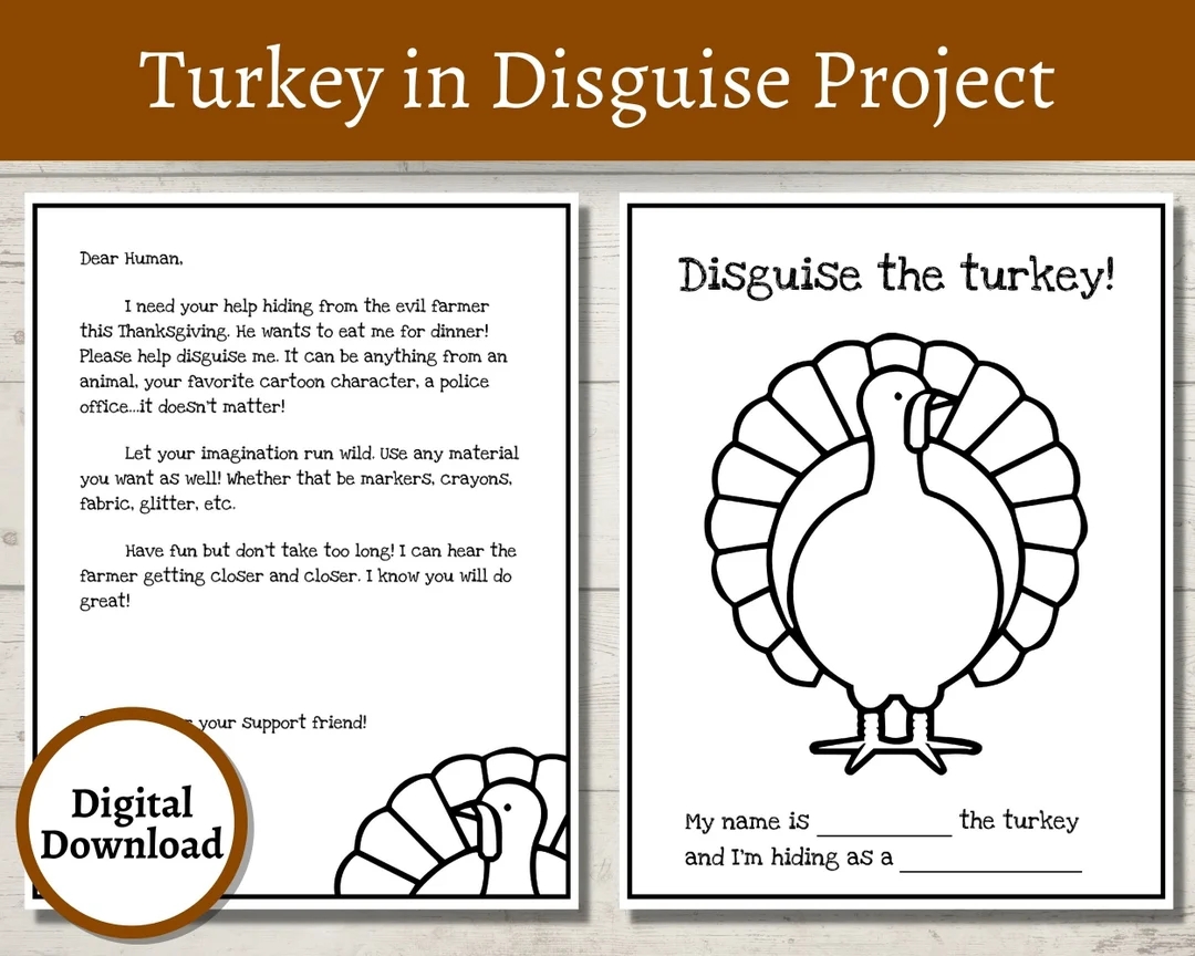 Turkey In Disguise Free Printable Template Turkey In Disguise Free Printable Template
