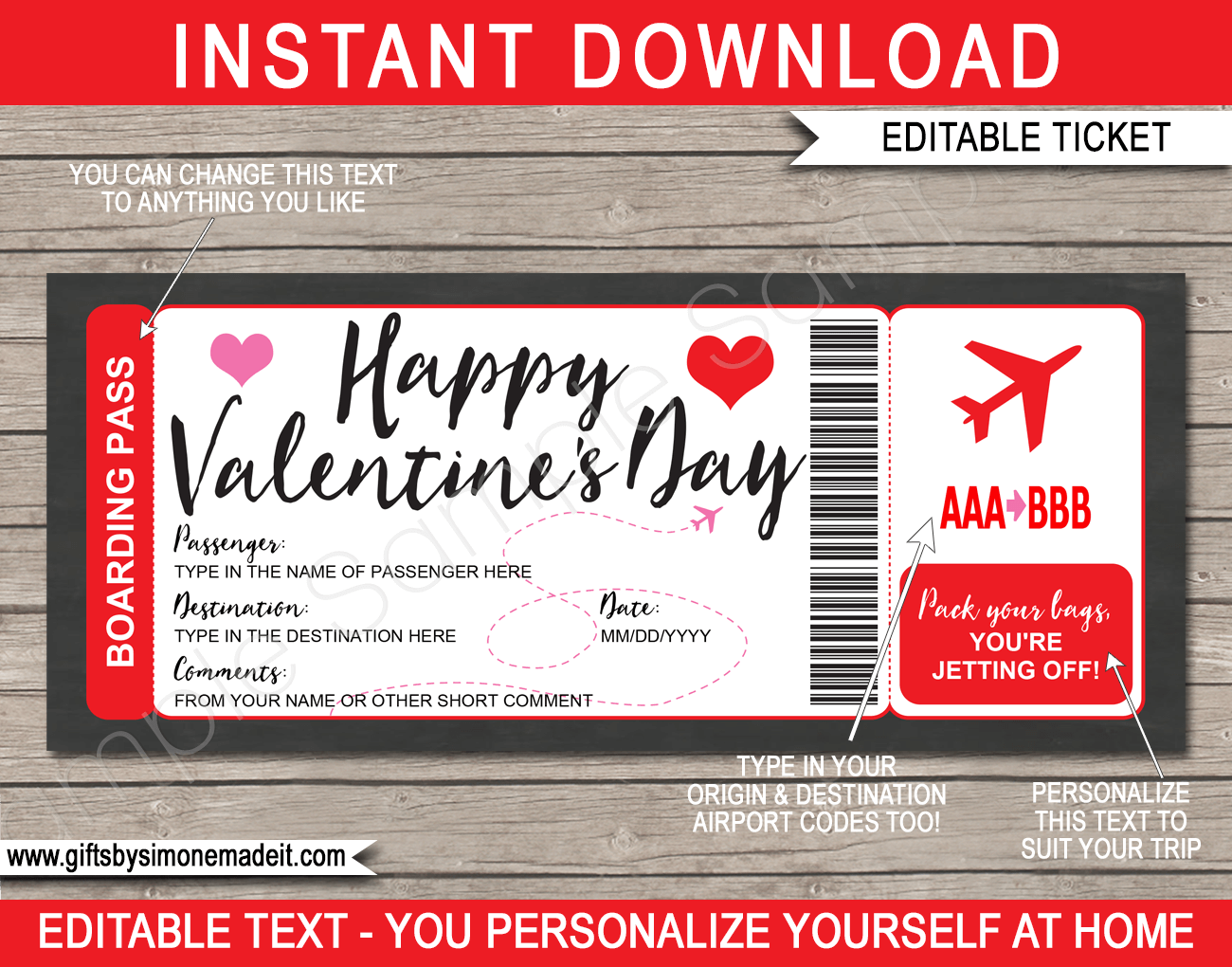 Printable Editable Boarding Pass Template
