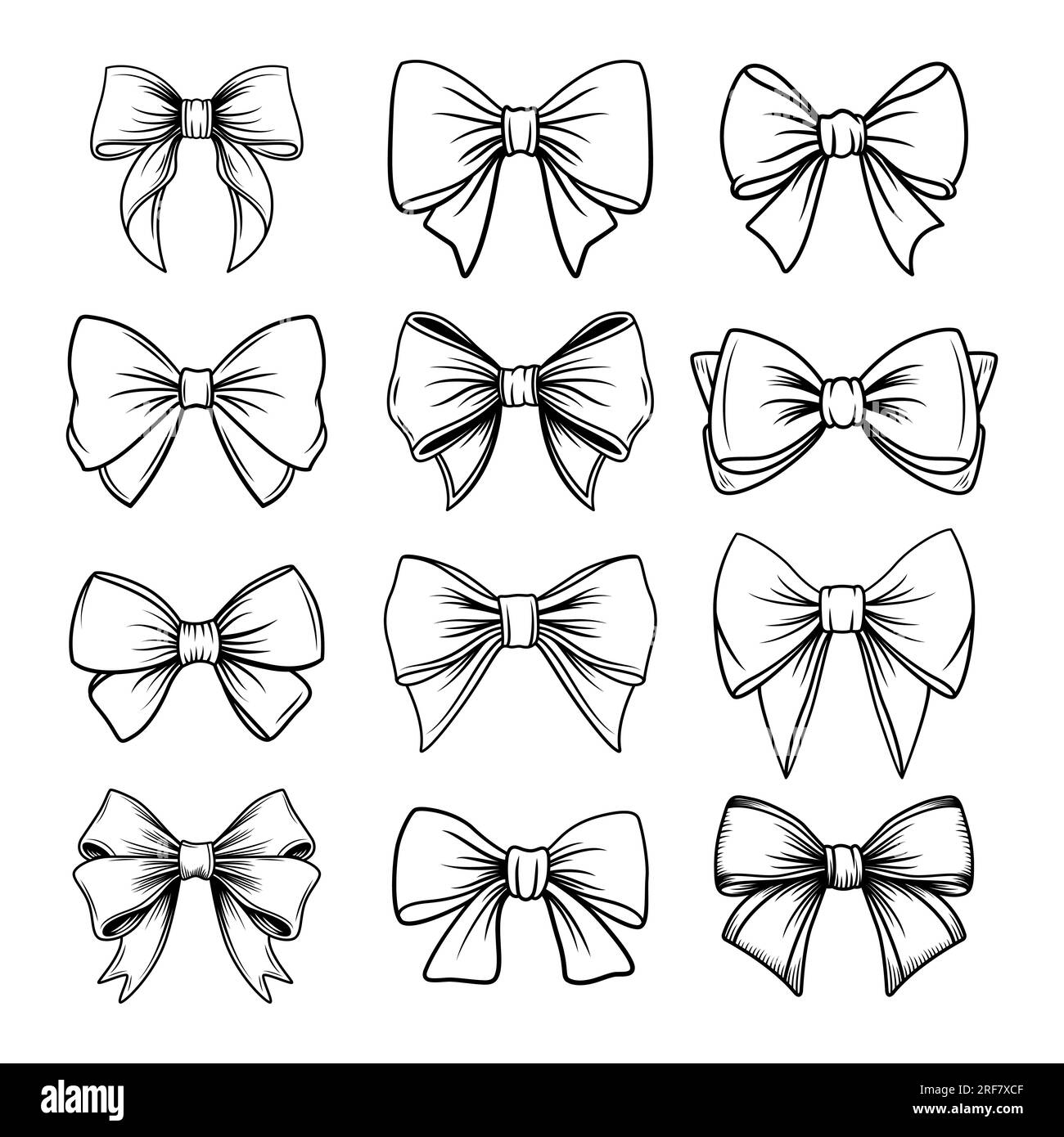 Vector Black And White Bow Tie Or Gift Bow With Outline Cut Out Icon Set Isolated On White Background Bows Collection Bow Design Template Stock Vector Image Art Alamy