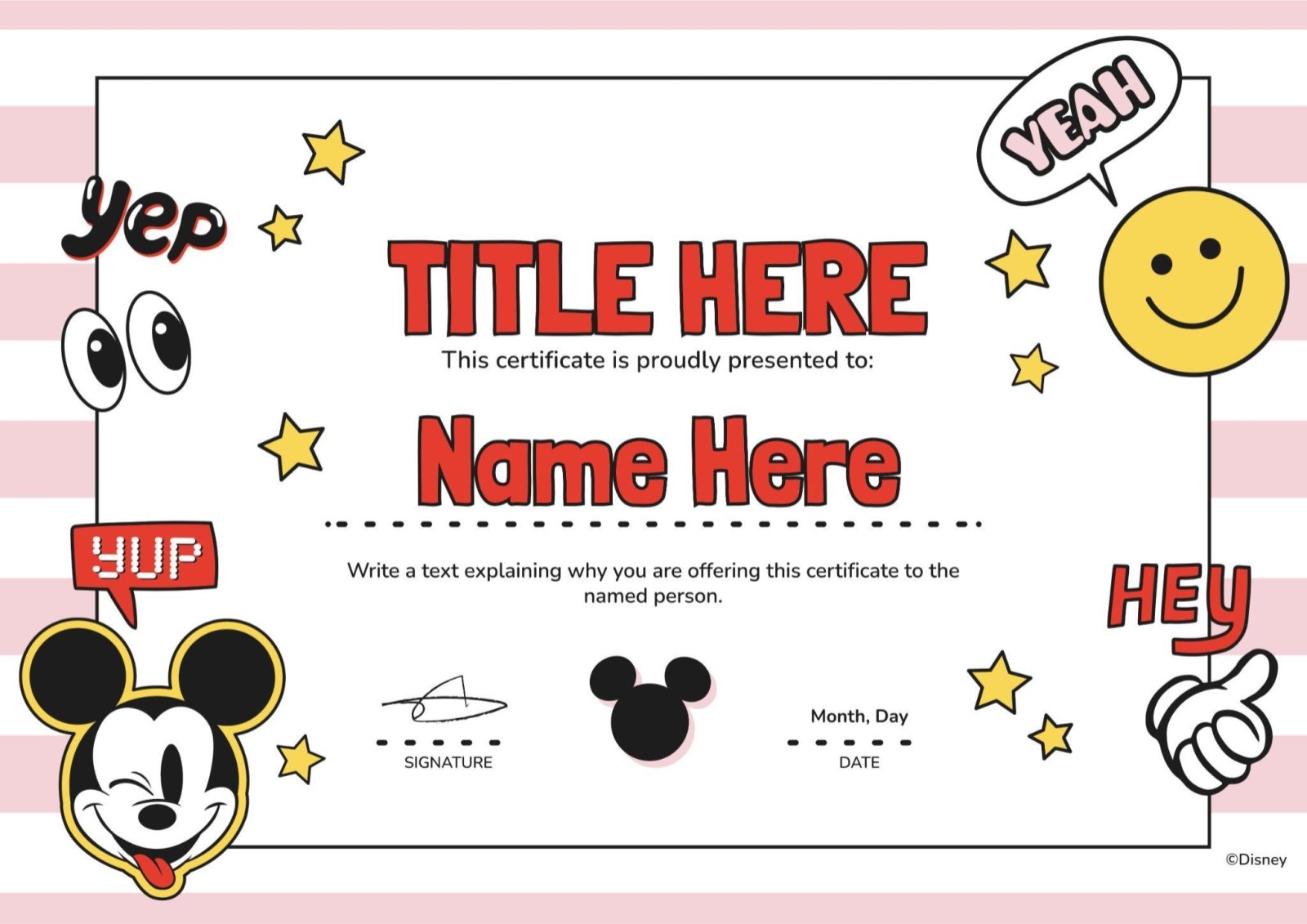 Vintage Mickey Mouse Certificate Presentation