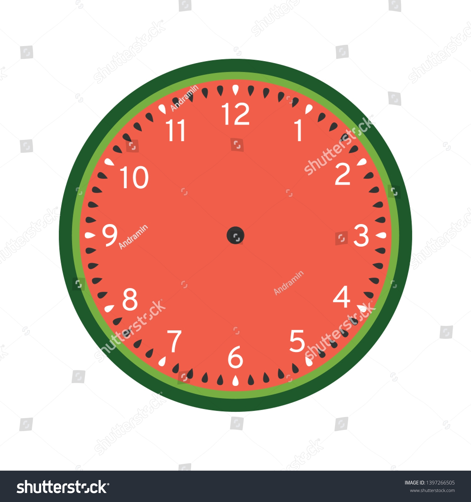 Watermelon Printable Clock Face Template Isolated Stock Vector Royalty Free 1397266505 Shutterstock