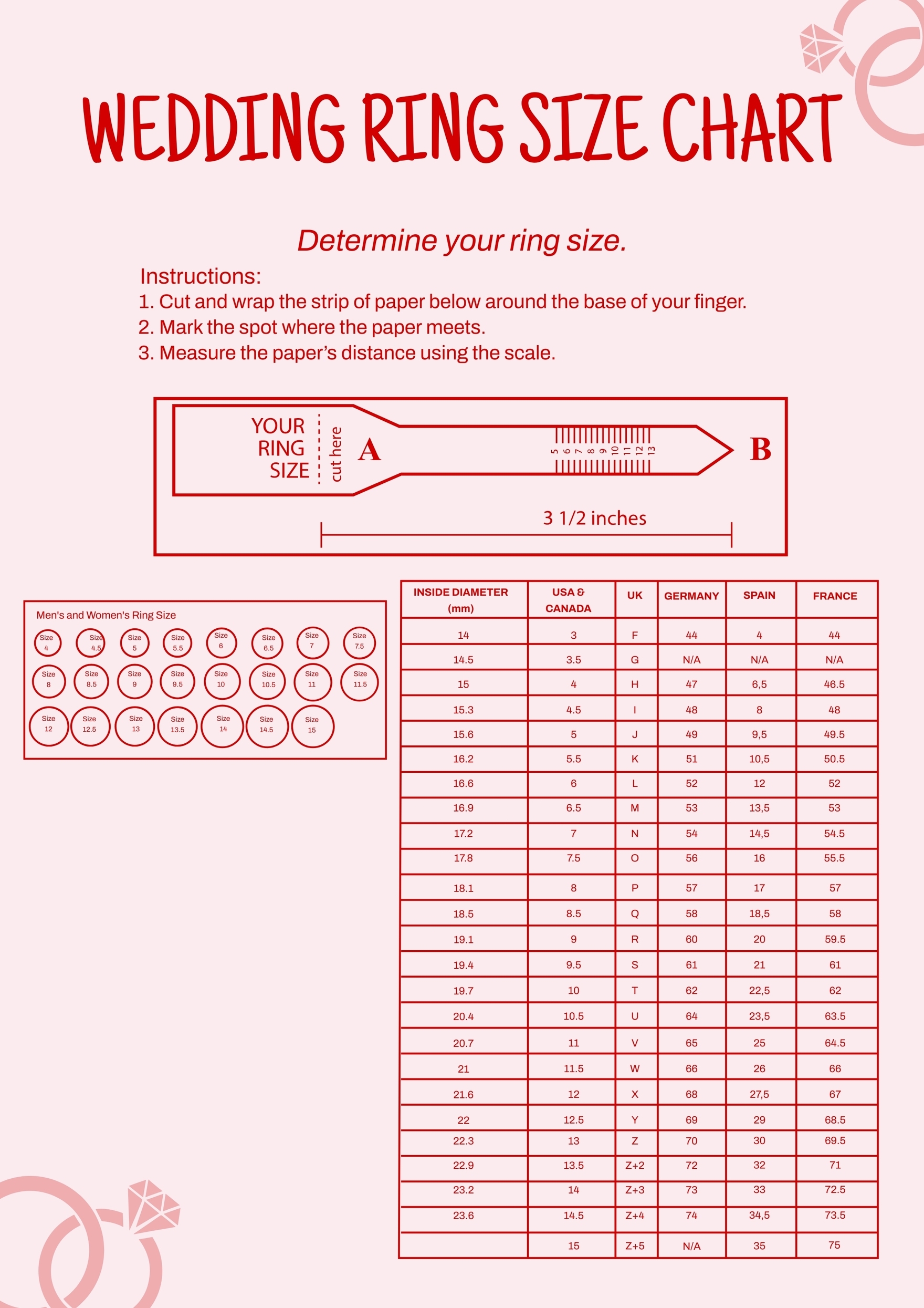 Printable Ring Size Template
