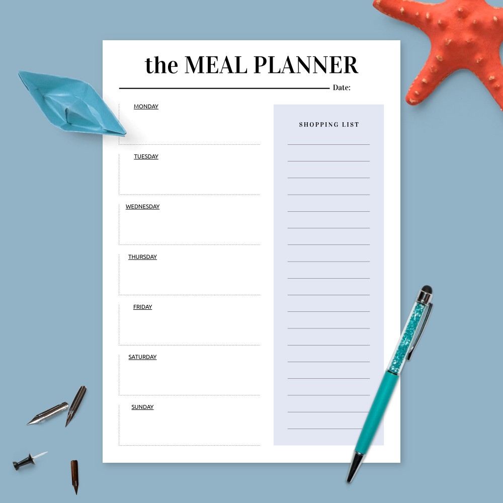 Weekly Meal Plan amp Shopping List Template Printable PDF