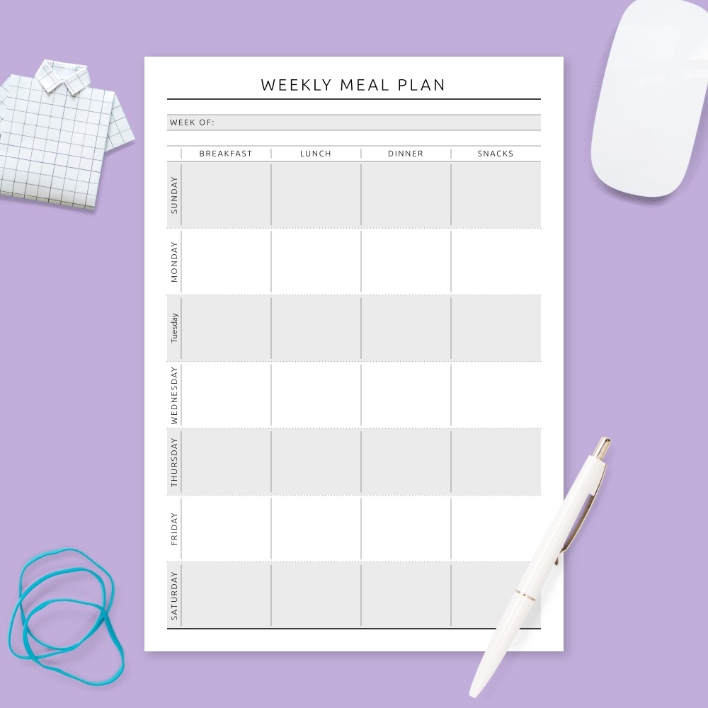 Weekly Meal Planner Formal Template Printable PDF