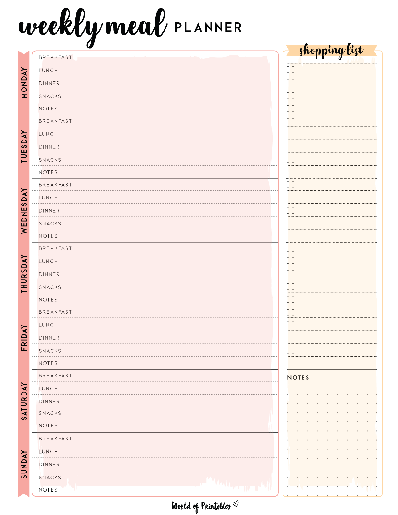 Weekly Meal Planner Templates World Of Printables