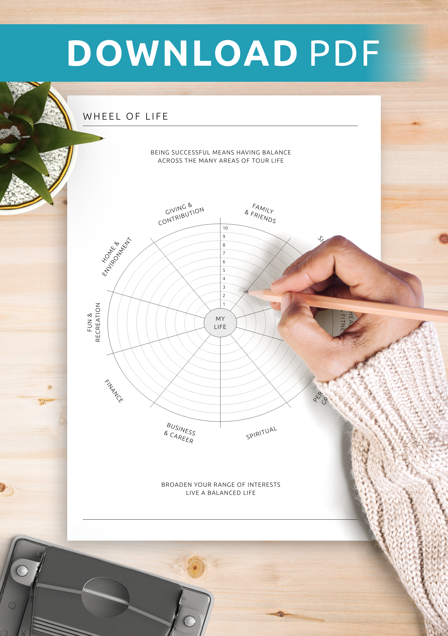 Wheel Of Life Goal Tracker PDF Template For Self Growth