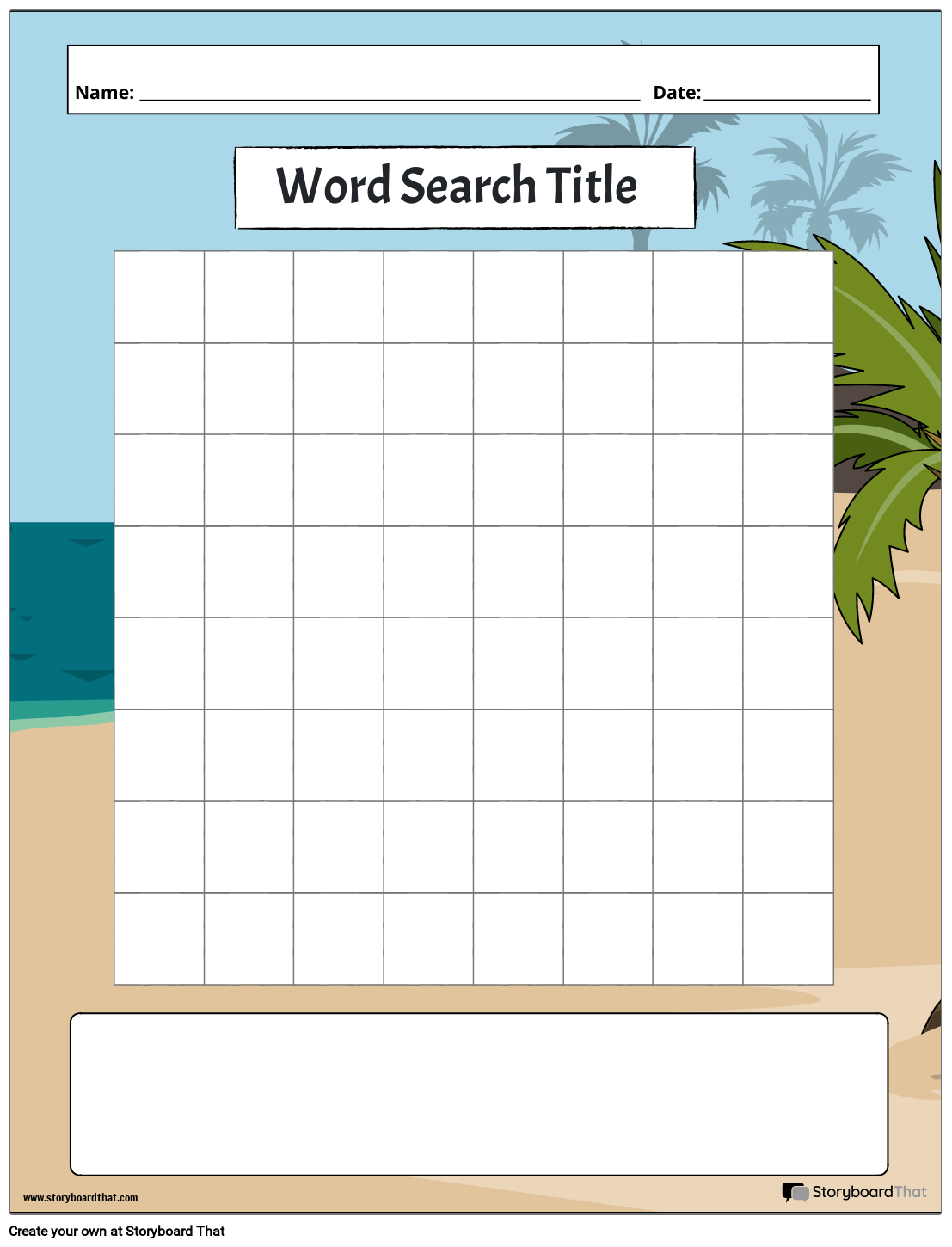 Word Search Template Printable