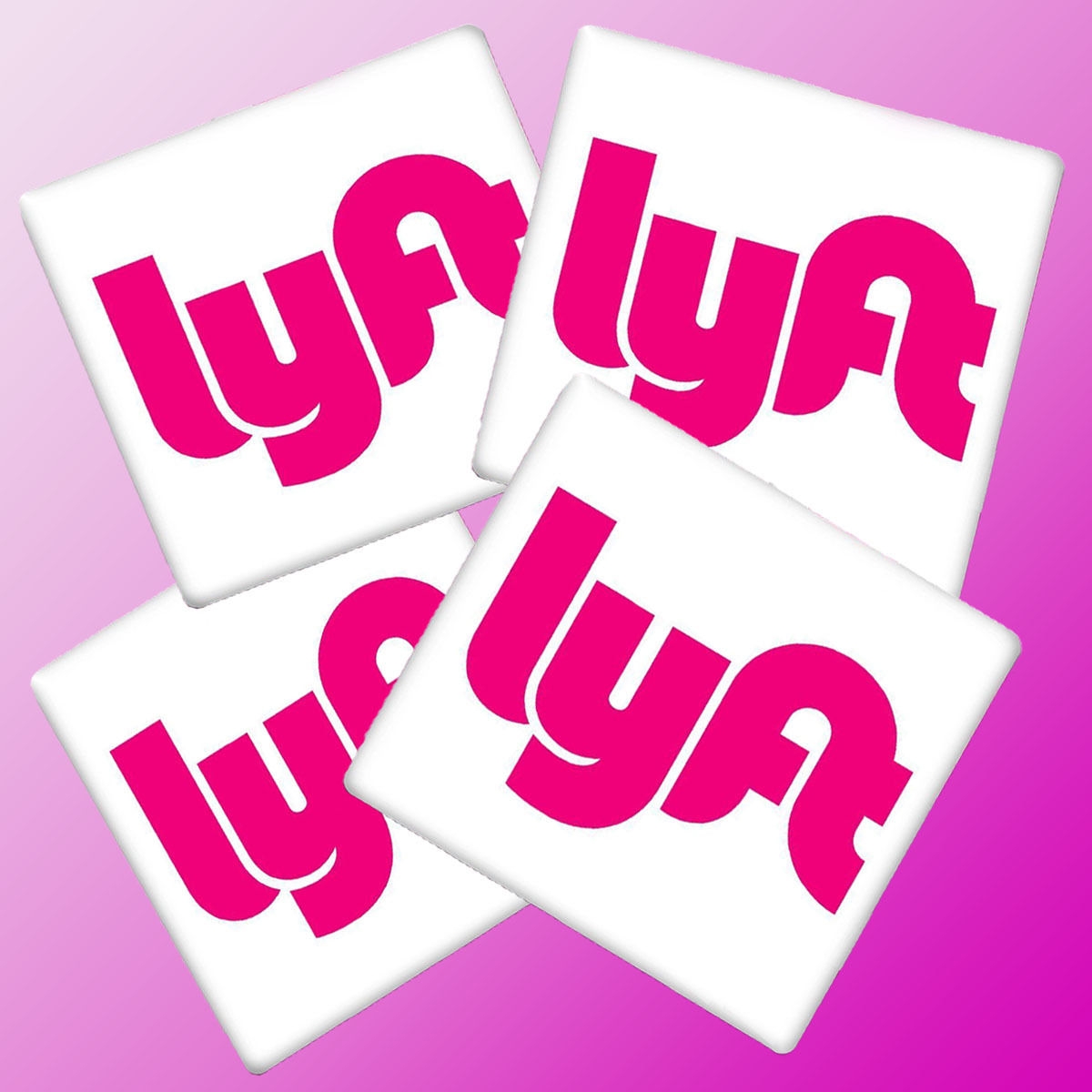 Zone Tech 4x LYFT 8x8 Vehicle Bumper Door Signs Magnet Logo Decal Tanga