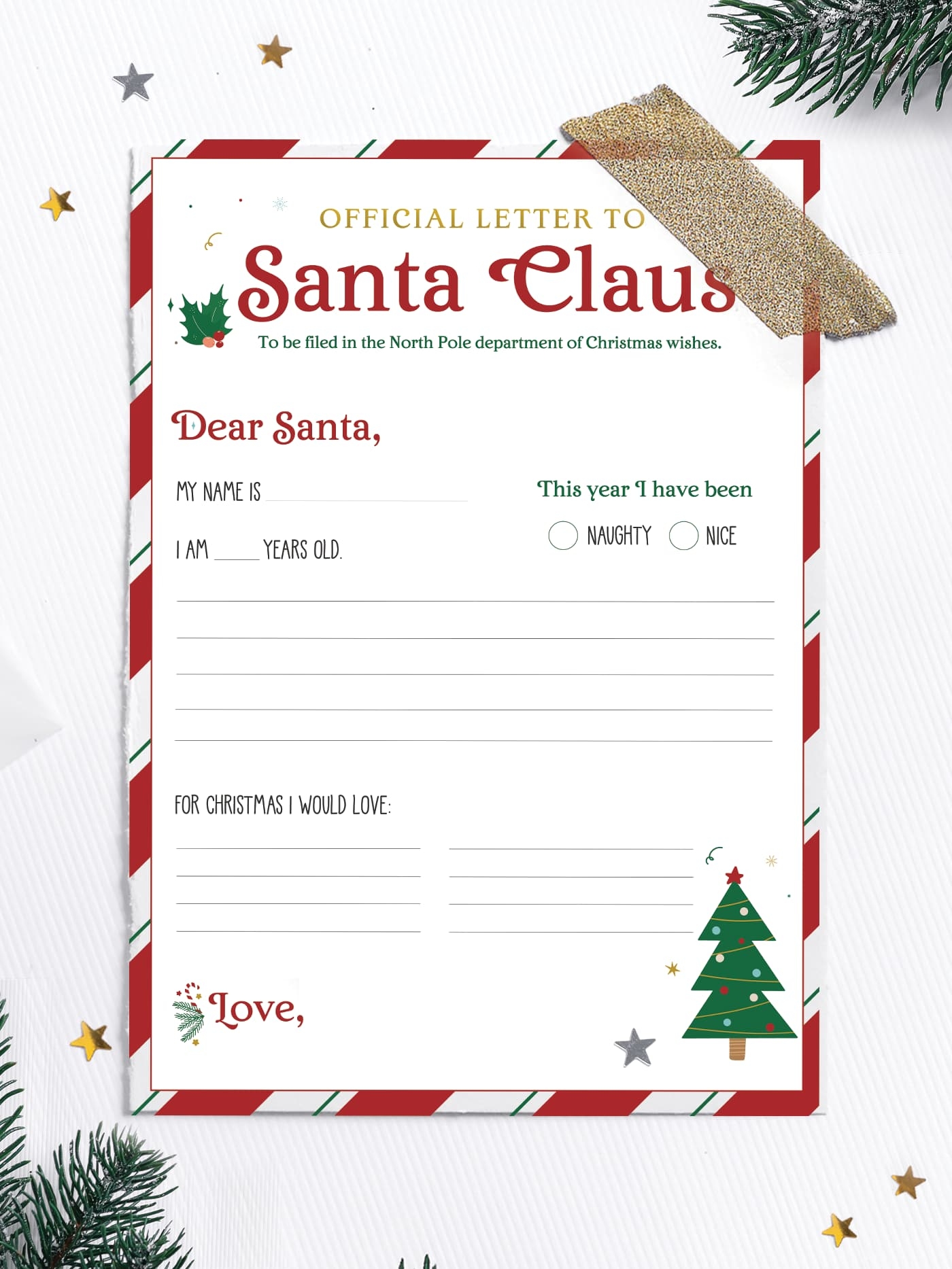 Free Santa Letter Template Printable